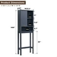 thumbnail image 2 of OKD 68" Tall Over the Toilet Storage Cabinet with Fluted Sliding Door, Bathroom Organizer and Storage Space-Saving with Marble Top Adjustable Shelves, Dark Grey, 2 of 6