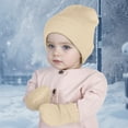 thumbnail image 2 of Zanarzt Winter Hats for Girls Toddler Girls Boys Winter Hats Boys Soft Baby Caps Kids Knit Winter Hats with Glvoes Beige,3-24 Months, 2 of 6
