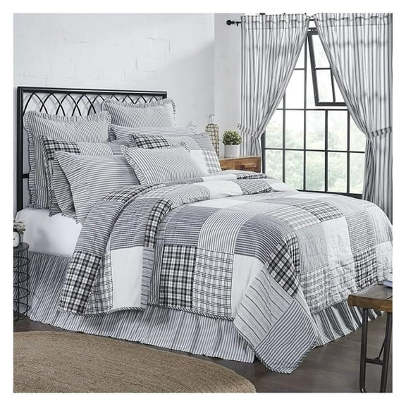 Sawyer Mill Black 3 Piece Twin Quilt Set - Modern Farmhouse Bedding
