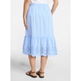 thumbnail image 4 of Time and Tru Women's Cotton Eyelet Hem Midi Skirt, Sizes XS-XXXL, 4 of 6