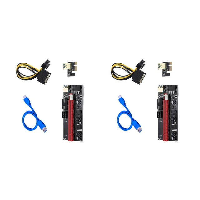 Guardoinrt PCI-E Câble d'Extension USB 3.0 1X à 16X Étendue Carte Portable Mineur Bleu 2Set