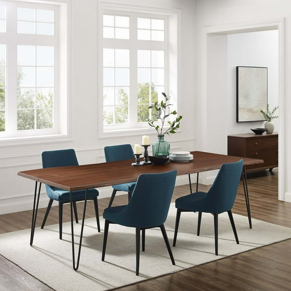 Modway Ardor 96" Live Edge Acacia Wood and Metal Dining Table in Black/Walnut