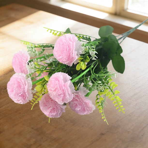 Ramo de flores con claveles artificiales de seda 7 cabezas para decoración del hogar, centros de mesa para bodas, Día de la Madre, regalos para profesores, arreglo floral artificial duradero