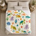 thumbnail image 5 of Playful Sea Turtles Octopuses Cream Sofa Whimsical Cartoon, Cozy Friendship Quote Scene, Warm Flannel Blanket for Living Room and Reading Nook, Art Lovers Friendship Gift, Artistic Home Decor, 5 of 9