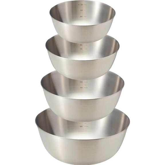 Stainless Steel Mixing Bowls Set for Kitchen, Dishwasher Safe Nesting Bowls for Cooking, Baking, Meal Prepping, 4 - Piece