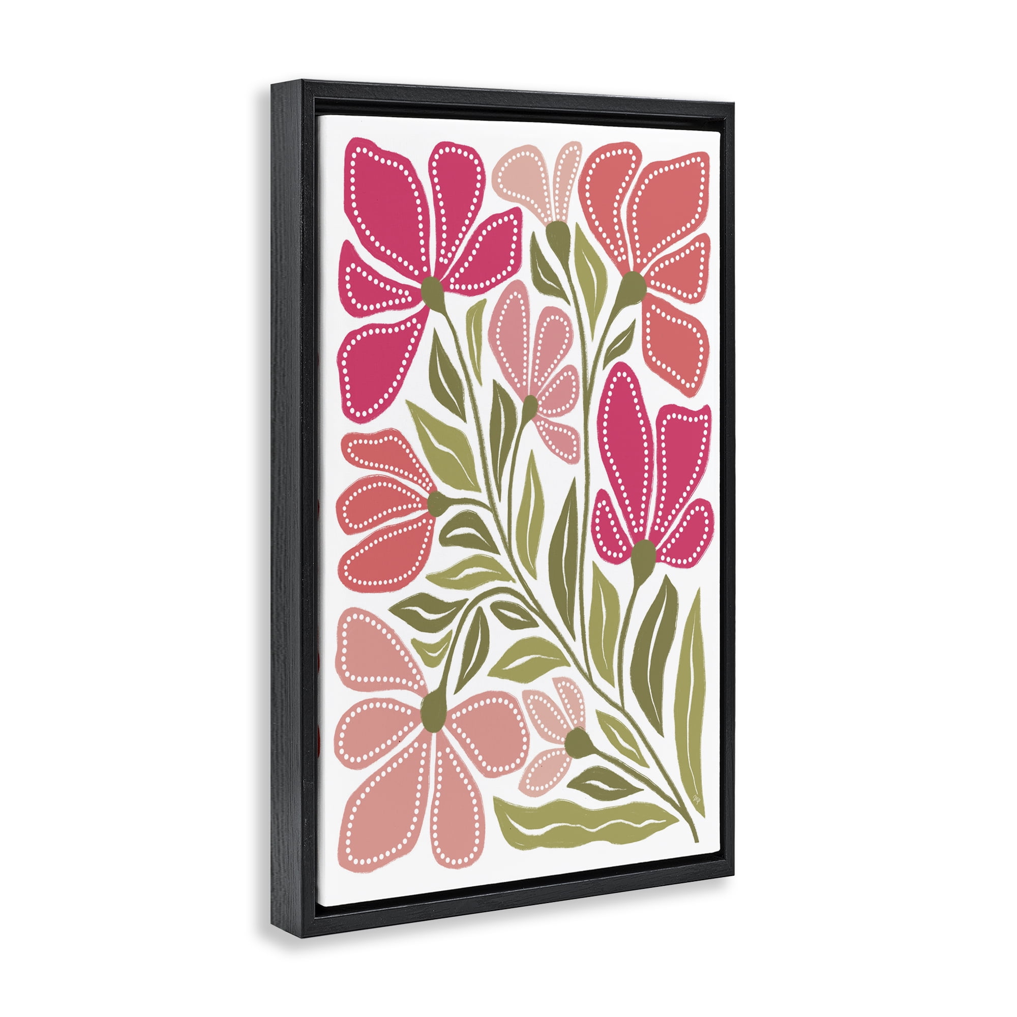 Stupell Industries Bold Midcentury Blooms Black Framed Floater Canvas Wall Art, design by Martina Pavlova