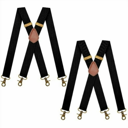 2 Pack Fasker Suspenders for Men Heavy Duty 1.4 Inch Adjustable Elastic Straps X-Back Mens Suspenders