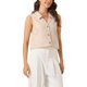 thumbnail image 4 of INSPIRAR CHIC Blusas de Trabajo Sin Mangas para Mujeres, con Botones y Cuello, de Lino, Talla M, Color Albaricoque, 4 of 6