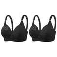 thumbnail image 2 of Amidoa Heavy Breast Bras for Women Black Wire-Free Full-Figure Solid 2 Pcs Bras Lingerie for Women XXXXL, 2 of 7