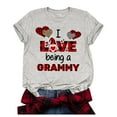 thumbnail image 2 of Hauts d'Été pour Femmes Grande Taille à Manches Courtes Grande Taille Manches Courtes Imprimé 3D Amour Col Rond Hauts Tee T-Shirt Blouse Col en V T-Shirt Femme en Liquidation, 2 of 7