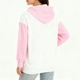 thumbnail image 4 of Women's Loose And Comfortable Drawstring V-neck Long Sleeved Christmas Print Hoodie, Holiday Season Fashion Wear, Comfortable and Warm Pullover,Pink,2XL, 4 of 6
