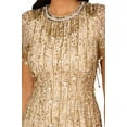 thumbnail image 3 of Aidan Mattox Light Gold Beaded Sequin Crew Neck Short Sleeve Dress, 3 of 6