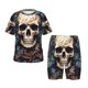 thumbnail image 1 of Balery Vintage Leaf Flower Skull Conjunto de Pijama Infantil de Manga Corta con Estampado – Ropa de Dormir de Algodón Suave-3X-Large, 1 of 6