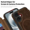 thumbnail image 4 of Wallet Case for iPhone 16, Magnetic Flip Kickstand Compatible with MagSafe, RFID Blocking Premium PU Leather Slim Shockproof Phone Case with Card Holder For iPhone 16,Coffee, 4 of 9