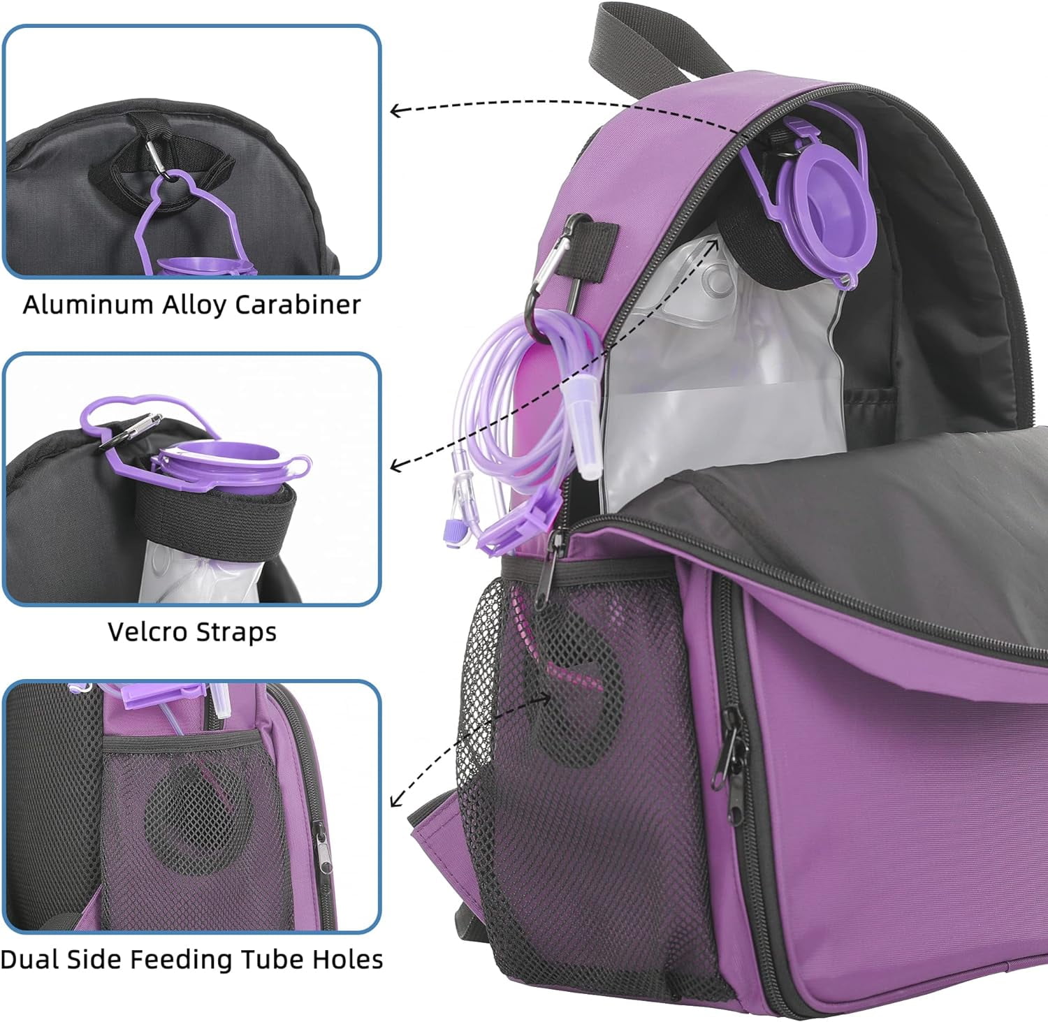 Medium/large 15 Gtube Modified Feeding Tube Backpack Purple