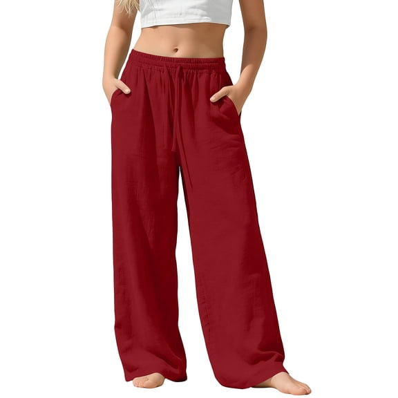 Hurxie Girls Wide Straight Leg Loose Sweatpants Elastic Waist Casual Jogger Pants with Pockets Wine,7 Years