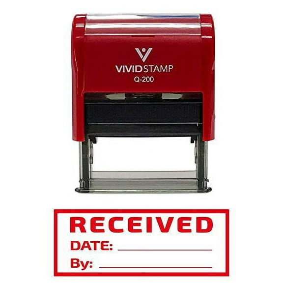 Vivid Stamp Received W/Border Self-Inking Office Rubber Stamp (Red) - M