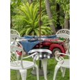 thumbnail image 2 of Outdoor Tablecloth with Umbrella Hole and Zipper, Christmas Red Truck Round Table Cloth 54 Inch Waterproof Tablecloth, Xmas Tree Snowman Winter Gifts Plaid Picnic Table Cover for Patio Camping, 2 of 7