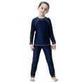 thumbnail image 3 of gcong Full Coverage Long Sleeve Swim Shirt and Pants Set for Girls Beach and Pool Swimming Wear Navy 8-9 Years, 3 of 7