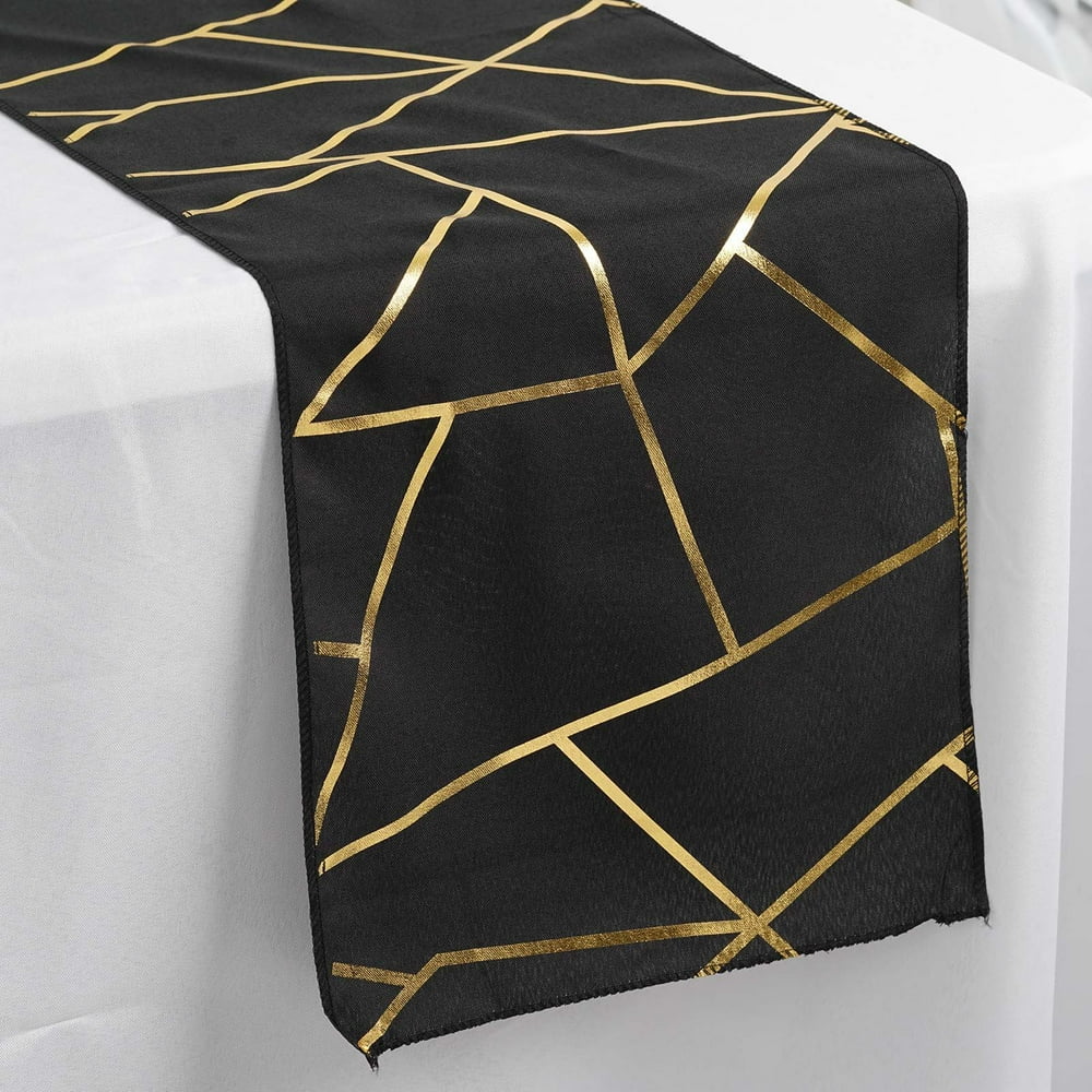 Efavormart 9 Ft Metallic Black/Gold Foil Geometric Pattern Blush ...