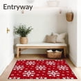 thumbnail image 3 of ODIKA 3'x5' Machine Washable Non-Slip Area Rug, Festive Snowflake Winter Wonderland Holiday Decoration Flooring High Traffic Rug with Pad, Red, 623132, 3 of 8