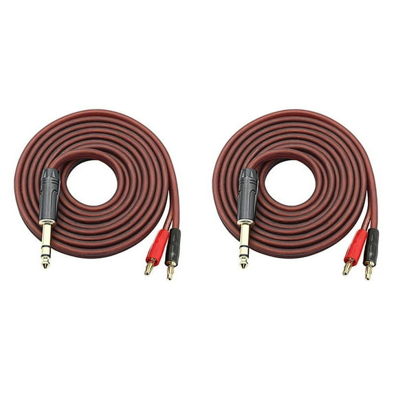 2pcs 6.35mm 1/4 TRS to Banana Plug Speaker Cable, 6.35mm 3 Pole with 4mm Banana Plug 2Pcs OFC HiFi Speaker Wire