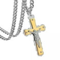 thumbnail image 4 of QQTDFG Hot Mens Stainless Steel Gold Silver Jesus Crucifix Cross Pendant Chain Necklace-Silver Gold-20inch or 50cm, 4 of 5