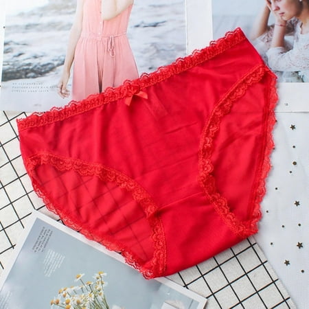 YWDJ Womens Thong Underwear Lace Lightweight No Show Sexy Lace Underwear Lingerie Thongs Panties Ladies Underwear Underpants Red L