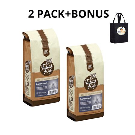 Tejas Cafe French Roast Dark Roast Ground Coffee 11 oz 2 PK+ Bonus