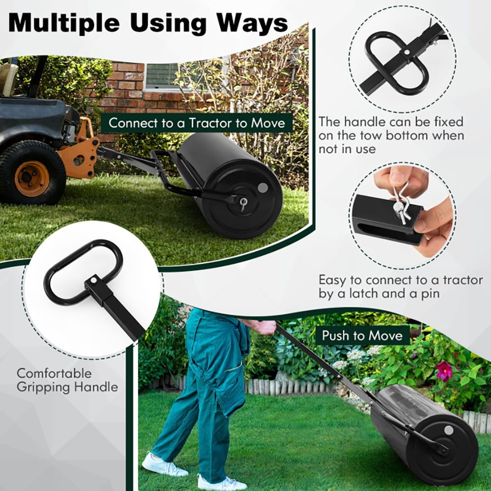 Resenkos Manual Lawn Aerator, Aerator Lawn Tool,39 Inch Wide Push/Tow Lawn Roller-Black