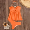 thumbnail image 5 of Womens Bandeau Tankinis Swimsuit 2 Piece Tummy Control Bathing Suit Full Coverage High Waisted Bikini Set Swim Suit Orange L, 5 of 8