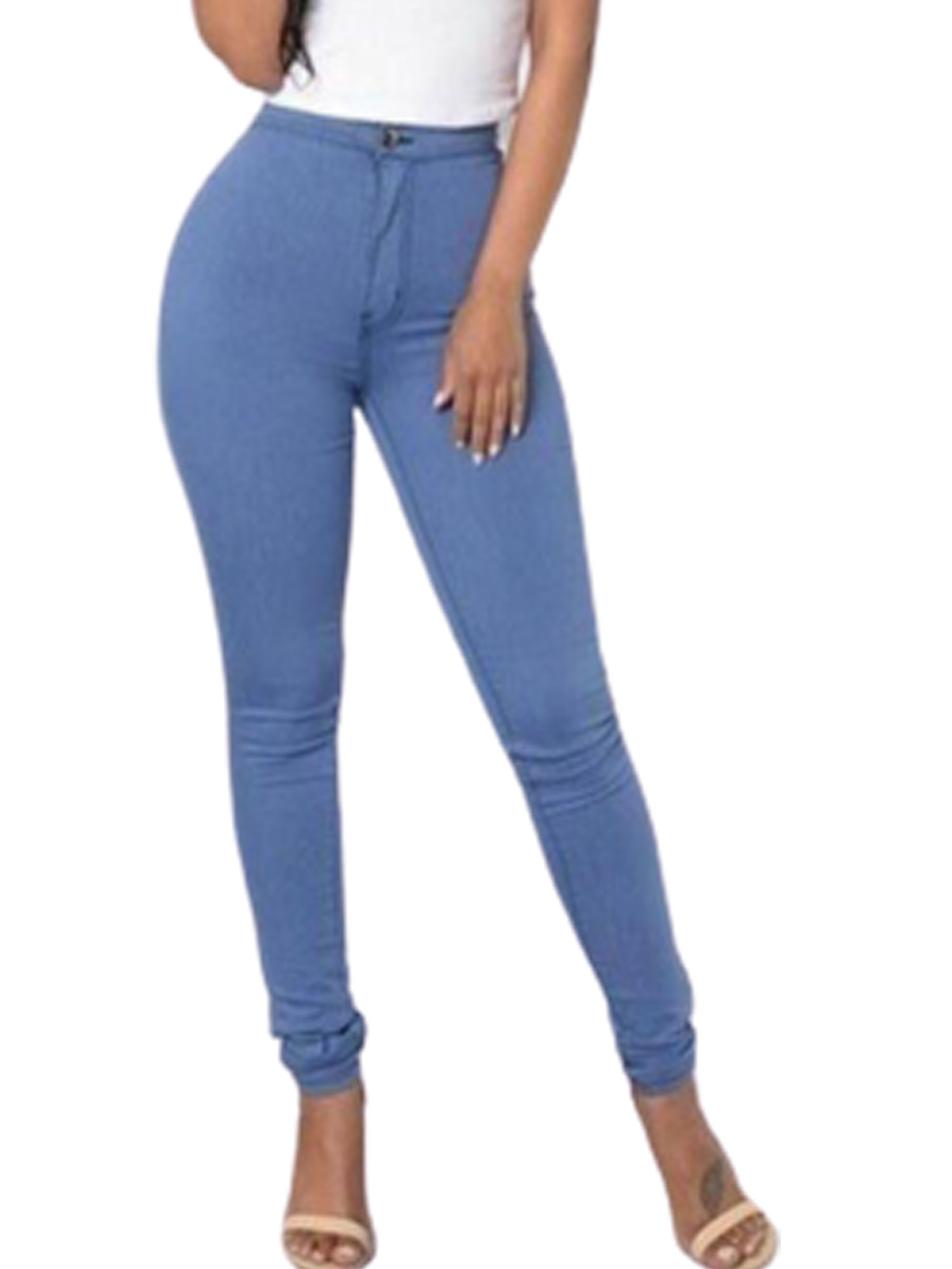 Emmababy Pencil Jeans Women Stretch Casual Denim Skinny Pants Lady High Waist Trousers - image 4 of 5