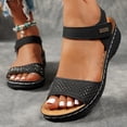 thumbnail image 2 of Rokment Women's Orthopedic Platform Wedges Walking Sandals Summer Fashion Comfortable Leather Arch Support Non Slip Work Dress Sandals for Ladies Black Size 9, 2 of 6