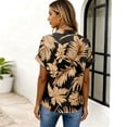 thumbnail image 5 of Hawaiian Shirt for Women Short Sleeve Tropical Print Button Down Shirt Business Casual Work Tops, 5 of 5