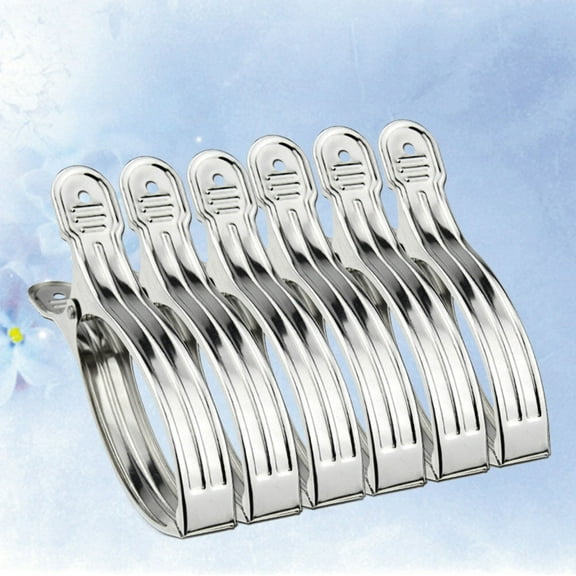 FRCOLOR 6PCS Windproof Stainless Steel Quilt Clips for Home Use Silver Color Large Elastic Design