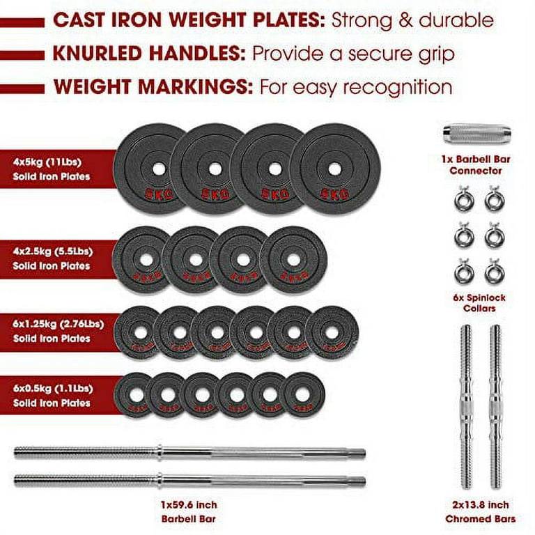 STOZM Dumbbell Set With Case 110Lbs Versatile Pain Coated Set With Bar Options Cqgh Dumbbell Set Paint Coated 50Kg Walmart