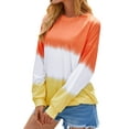 thumbnail image 2 of Women Gradient Round Neck Colorblock Casual Long Sleeve Sweatshirts, 2 of 5