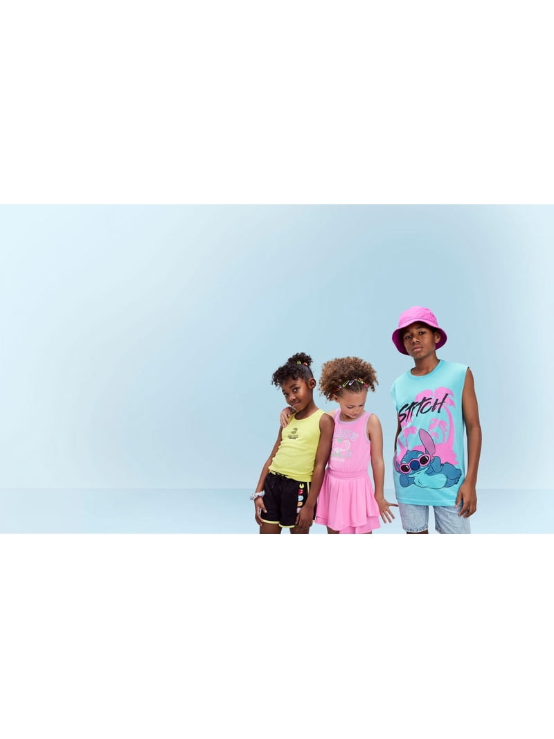 Débardeur Fille Justice Taille 8 Neuf - Motif Logo Tropical Multicolore, Sans Manches