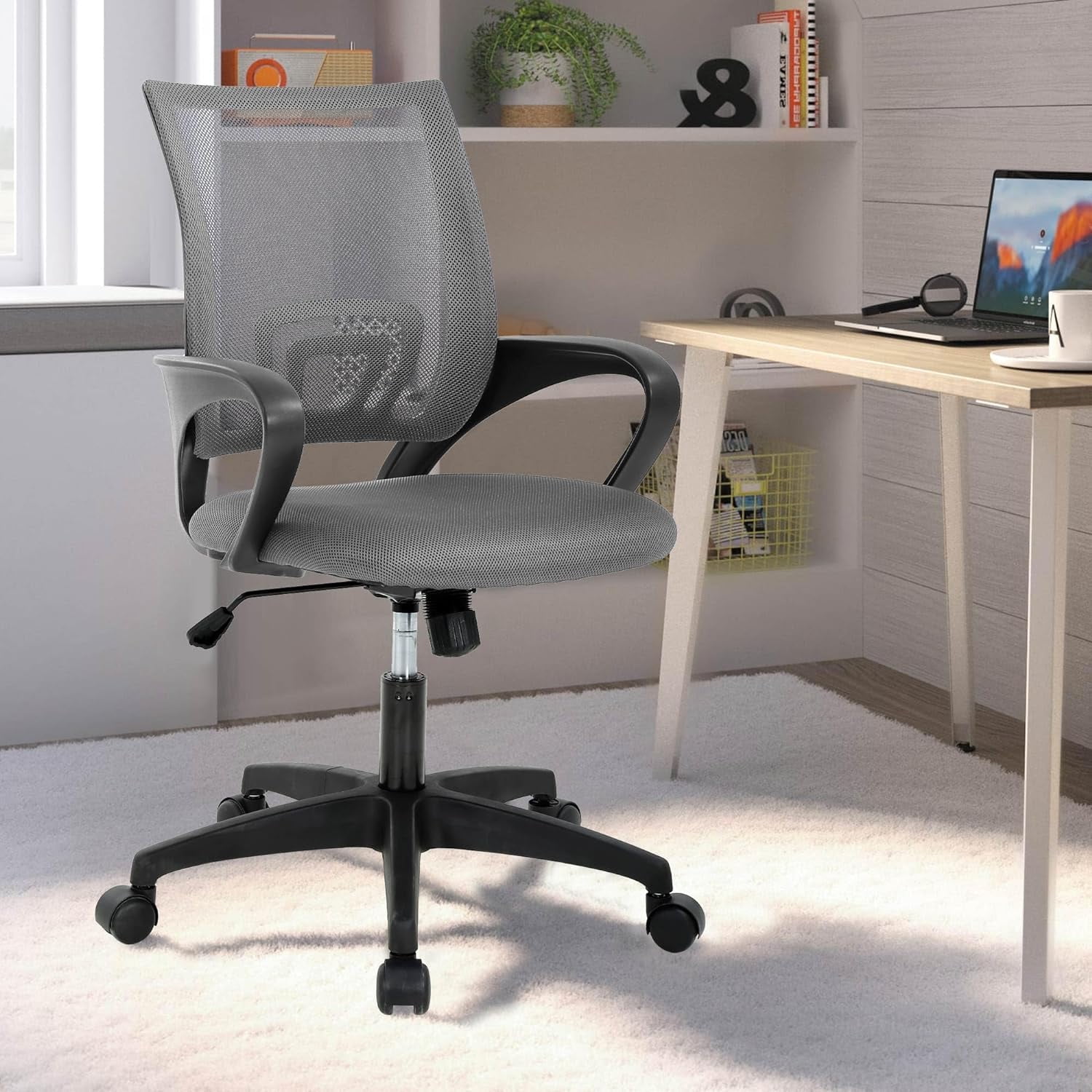 Dkelincs Ergonomic Office Chair Mesh Adjustable Computer Desk Chair with Lumbar Support for Home Office, Gray