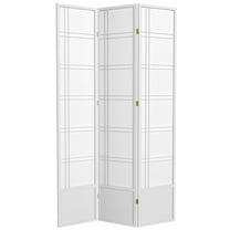 Red Lantern 7 ft. Tall Double Cross Shoji Screen - White - 3 Panels