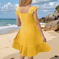 thumbnail image 6 of Tween Girls Casual Smocked Square Neck Tiered Dress Sleeveless Flowy Summer Daily Wear for Teens 3-14Y, 6 of 7