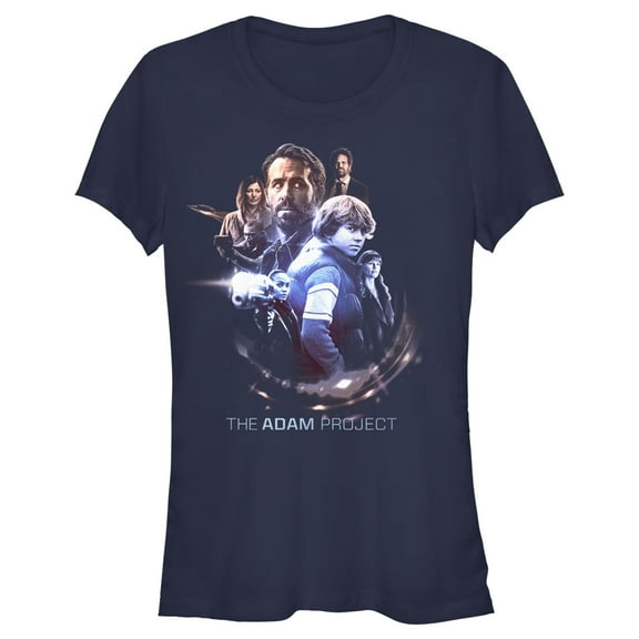 Junior's The Adam Project Future Past Character Collage  Graphic Tee Navy Blue X Large
