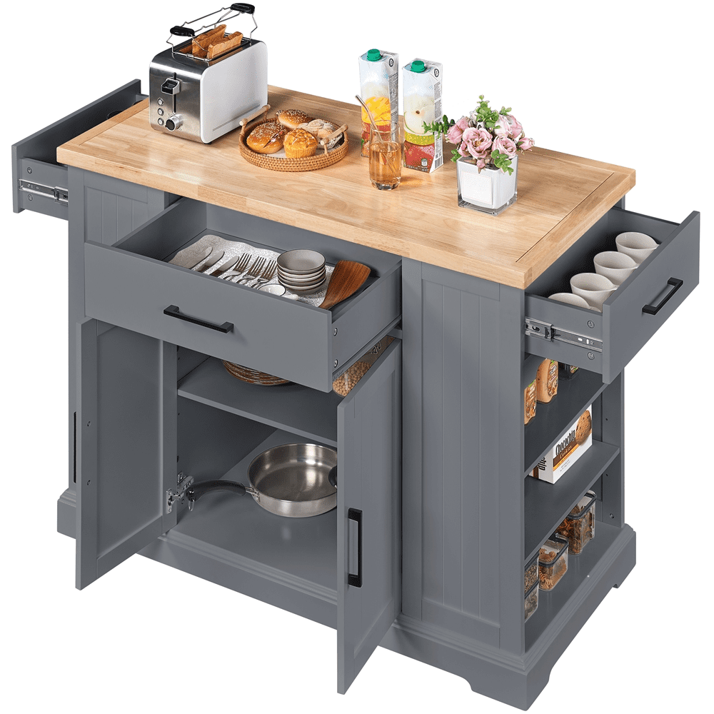 Alden Design Modern Kitchen Islands with Drawers, Engineered Wood Dark Gray, 36 in