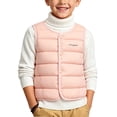 thumbnail image 2 of Riecok Puffer Vest for Boys Sleeveless Crewneck Button down Quilted Jackets Thermal Solid Warm Winter Outerwear Pink 1-2T, 2 of 6
