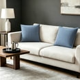 thumbnail image 3 of Throw Pillows for Couch Set of 2, Yamaziot 18" x 18" Decorative Pillow Accent Cushion for Sofa Bed Living Room, Solid Gray Blue Chenille, 3 of 9