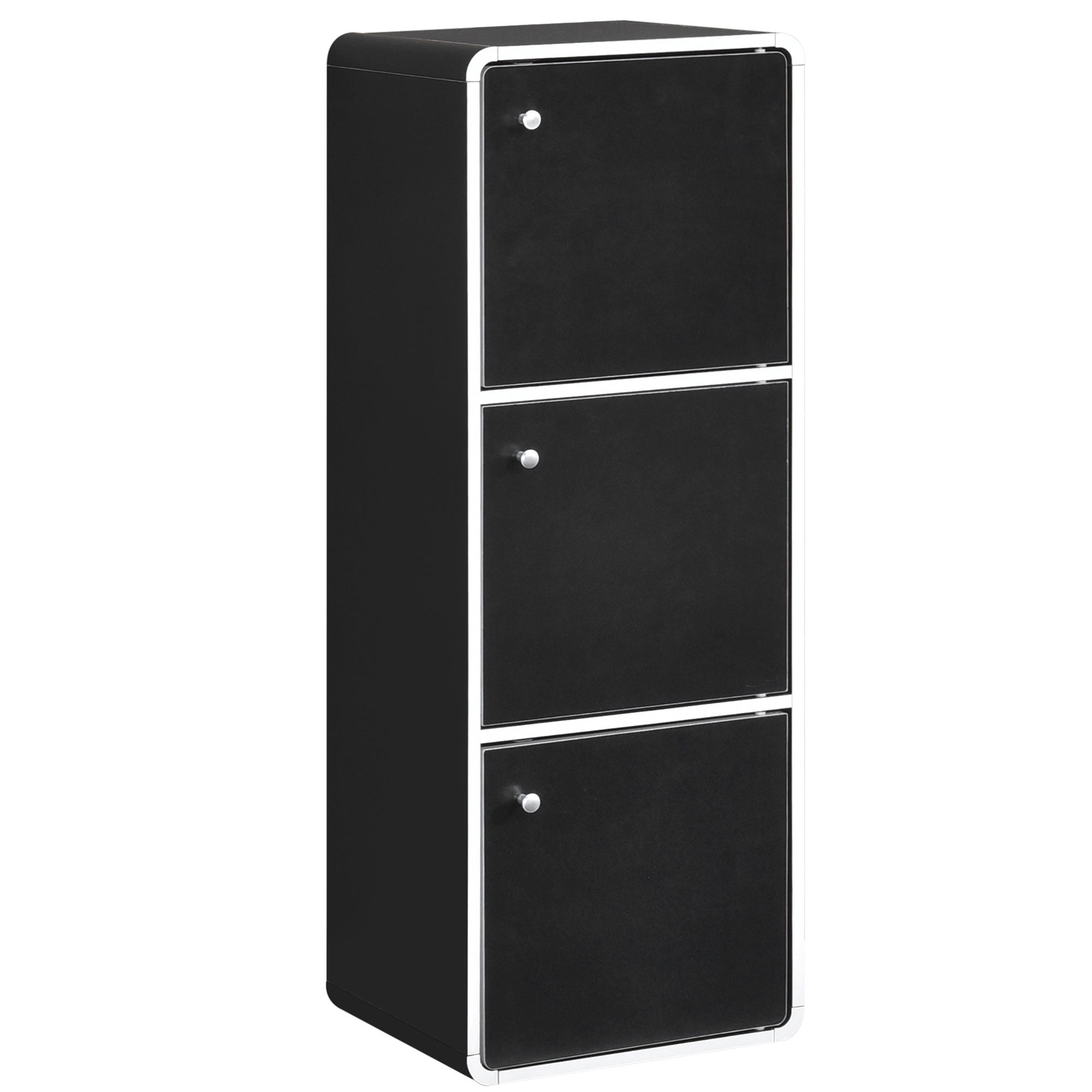 Kings Brand Furniture Dothan Wood 3-Cubed Closed Bookcase - Storage Shelf Organizer Bookshelf, Black