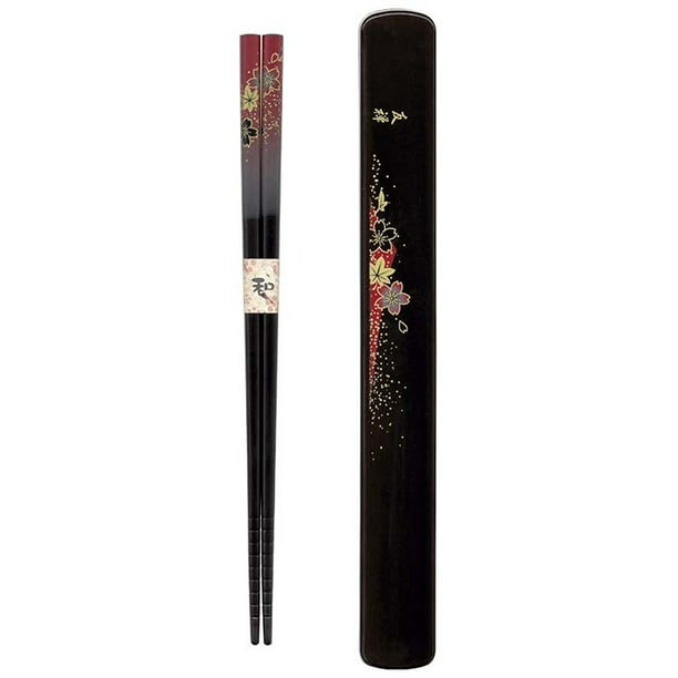 Kafuh Ks8 R Japanese Chopsticks Set With Travel Carry Case Red With Beautiful Foral Walmart Com Walmart Com