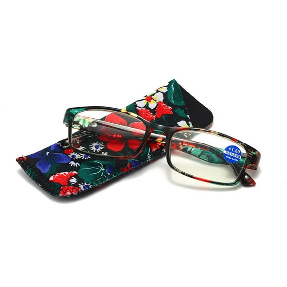 Anti-blue Light Reading Glasses for Women and Men, HD Fashion Green Spring Hinge Readers Rectangle Presbyopic Glasses 4.00 with Pouch