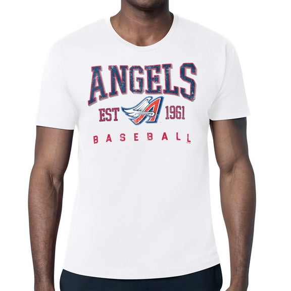 Men's Starter White Los Angeles Angels Distressed Logo T-Shirt