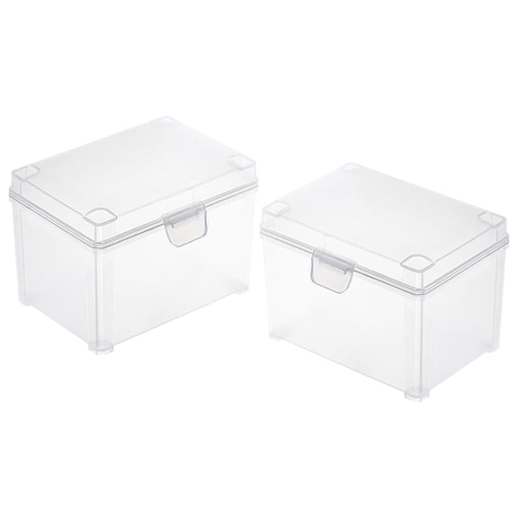 COOPHYA 2Pcs Small Plastic Containers with Hinged Lids Transparent Storage Box for Cards and Jewelry